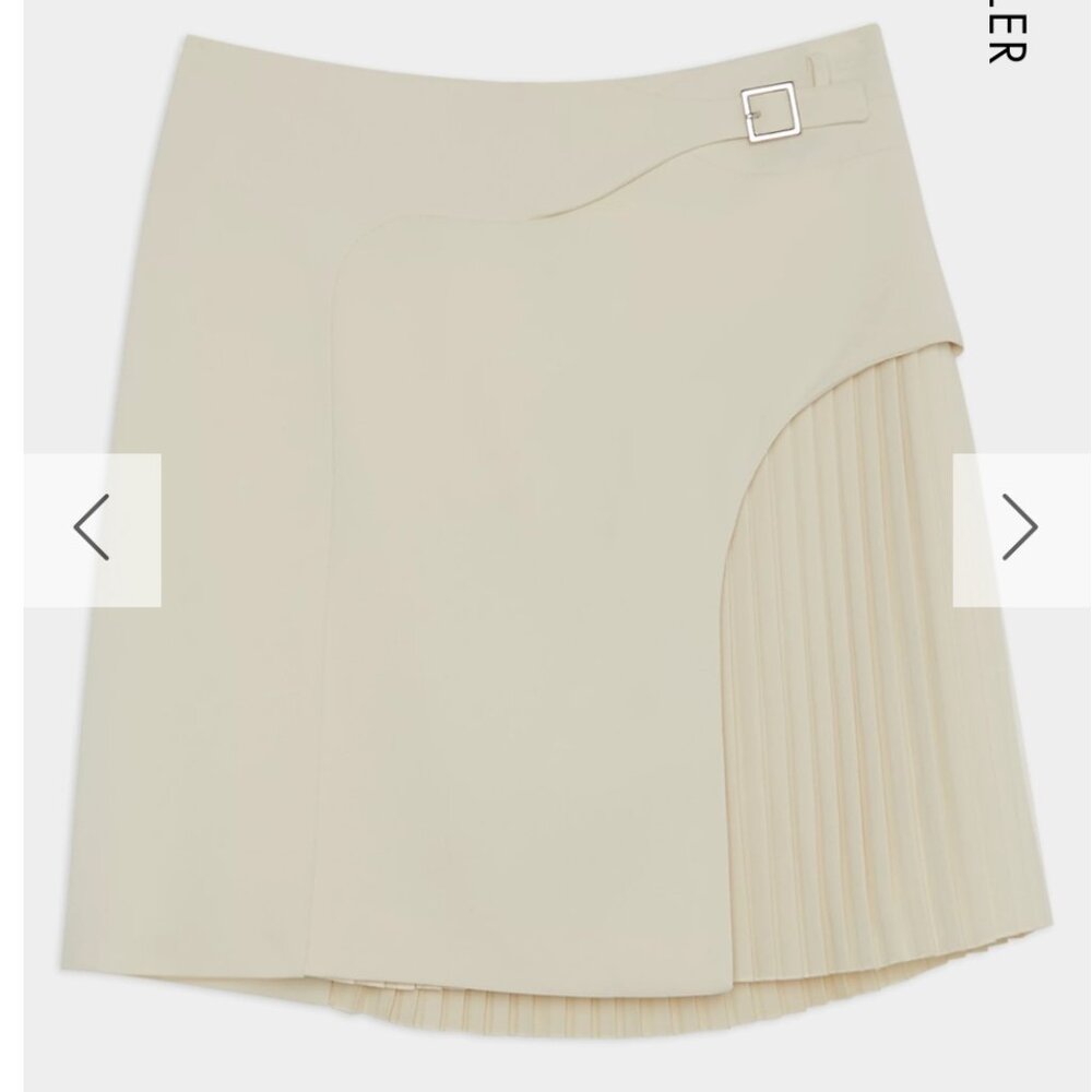 Karen Millen Tailored Buckle Detail Pleated Mini Skirt, NWT